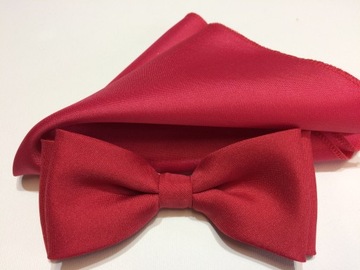 КРАСНЫЙ МУЖСКОЙ ГАЛСТУК-БАБОЧКА С КАРМАНОМ ТРУБКИ