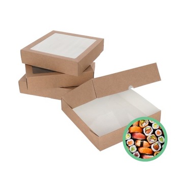 Pudełko eko do sushi z okienkiem 20x20 cm OPAKOWANIE NA PIERNICZKI 25 szt.