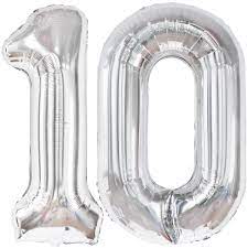 Ogromne Balony Srebrne Cyfra 10 Urodzinowe 100CM !