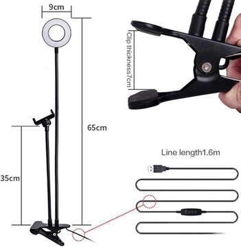 Держатель для телефона 2 в 1, 3 режима освещения, кольцевая подсветка