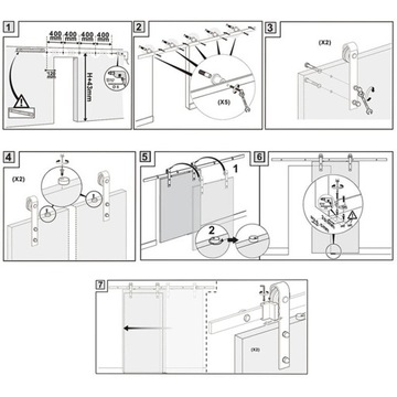 Система раздвижных дверей-чердака 2,44 м для одинарных дверей, черная