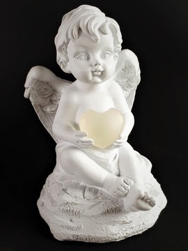 FIGURKA ANIOŁKA ANIOŁ Z SERCEM SERCE LED MULTIKOLOR OZDOBA ZNICZ ŚWIECĄCY