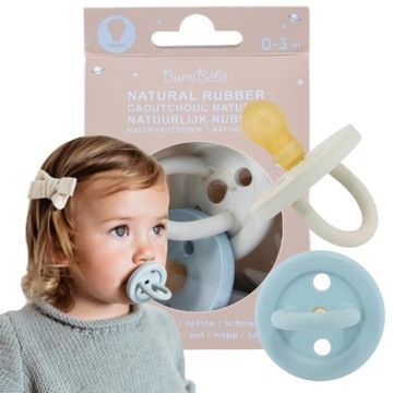 HEVEA Smoczek okrągły z kauczuku 2szt 0-3m Denim & Sage