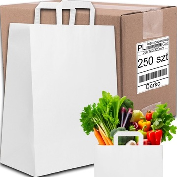 TORBA PAPIEROWA CATERINGOWA BIAŁA 260/140/320mm 26/14/32cm EKO KRAFT 250SZT
