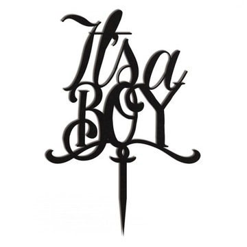 czarny topper it's a boy dekoracja baby shower