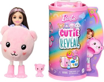 Barbie Cutie Reveal Lalka Chelsea Różowy miś + zwierzątko HKR19