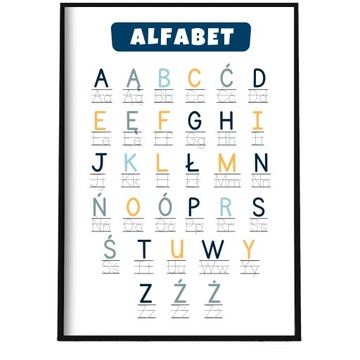 PLAKAT EDUKACYJNY ALFABET POLSKI DLA DZIECI OBRAZEK NA ŚCIANĘ 30 X 40 CM A3