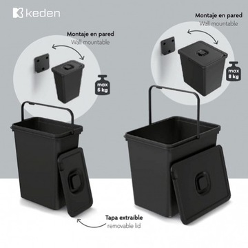 Подвесные мусорные баки, контейнеры для мусора 23л.