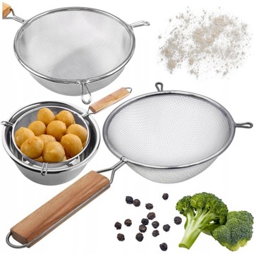 STALOWE SITKO KUCHENNE Z DREWNIANĄ RĄCZKĄ 16CM