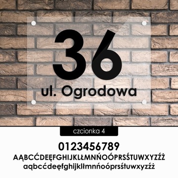 Tablica adresowa adres 3D numer na dom 40x30 przeźroczysta - szkło akrylowe