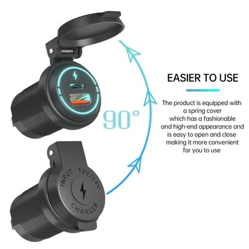 Gniazdo ładowarki USB PD typ C + gniazdo zasilania QC 3.0