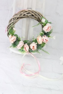 Плетеный венок, пион, украшение для дома, РОЗОВЫЙ