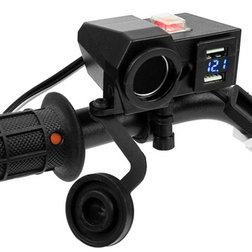 ŁADOWARKA DO MOTORU 2 X USB – 12–24 V + WYŁĄCZNIK