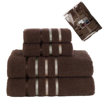 Zestaw 4 ręczniki bawełniane (2x 50x80cm i 2x 70x140cm) BALE brązowy