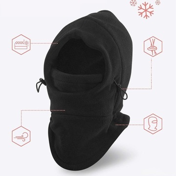 ШАПКА-БАЛАКЛАВА, ТЕПЛАЯ, ПЛОТНАЯ, КАПЮШОН, ЗИМНЯЯ ДЫМОХОД, ЧЕРНАЯ