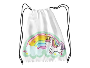 WOREK DO SZKOŁY WF/BUTY UNICORNE KONIE+IMIĘ GRATIS