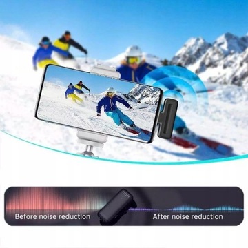 ДВОЙНОЙ БЕСПРОВОДНОЙ МИКРОФОН ДЛЯ iPhone ANDROID USB + Lightning