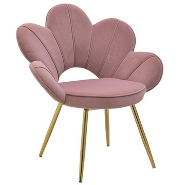 Eleganckie krzesło designerski fotel styl glamour kwiat bloom brudny róż
