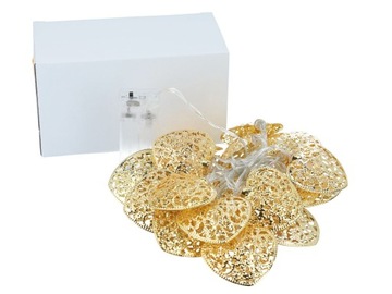 Светодиодные лампы с золотыми сердечками, металл, сплошные, 20 светодиодов