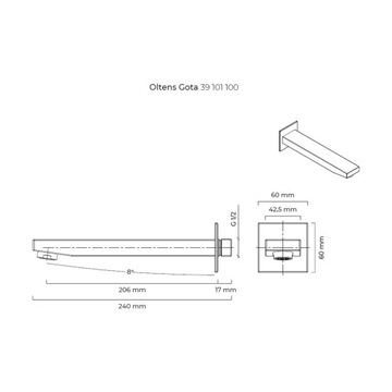 ИЗЛИК ДЛЯ ВАННЫ 1/2 ДЮЙМА ХРОМ OLTENS GOTA