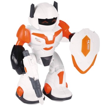 ROBOT WOJOWNIK Z TARCZĄ I PISTOLETEM ŚWIATŁO DŹWIĘK CHODZI ŚWIECI