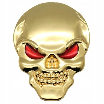 Naklejka CZASZKA 3D EMBLEMAT na Motocykl Auto GOLD