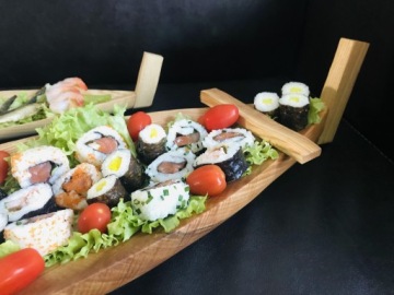 Деревянная лодка-паттерн для подачи закусок SUSHI FISH корабль 40