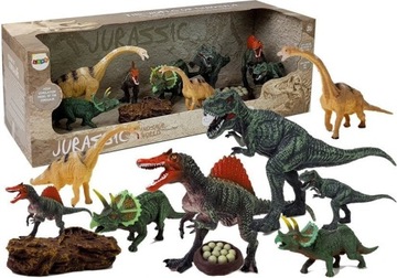 DUŻY ZESTAW FIGURK RODZINA DINOZAURÓW + AKCESORIA