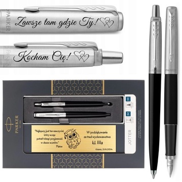 Pióro Wieczne i długopis Parker Jotter GRAWER GRATIS Prezent dla Taty BLACK