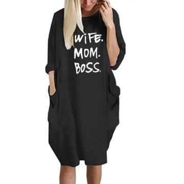 Fashion T-Shirt Dress For Women O-Neck Cotton