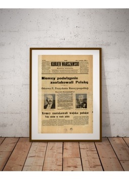 Kurier Warszawski 1 wrzesnia 1939r r.70x50cm