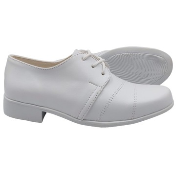 BUTY KOMUNIJNE Chłopięce Wizytowe POLSKIE Białe Półbuty Eleganckie 29