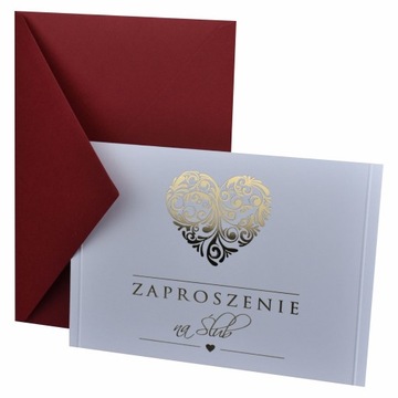 ZŁOTE ZAPROSZENIA ŚLUBNE z KOLOROWYMI KOPERTAMI
