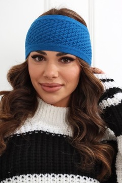 ЖЕНСКАЯ ПОВЯЗКА НА УШИ КРУЖКИ ТЮРБАН ТЕПЛАЯ ШАПКА С ШИРОКОЙ КОРОНОЙ СИНИЙ