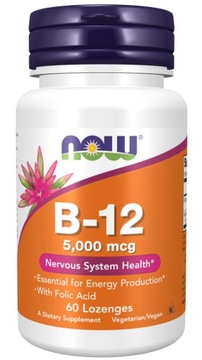 NOW VITAMIN B12 5000MCG 60 LOZENGES WITAMINA B MOCNA CYJANOKOBALAMINA