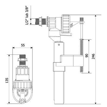 НАПОЛНИТЕЛЬНЫЙ КЛАПАН ДЛЯ ТУАЛЕТА 3/8'