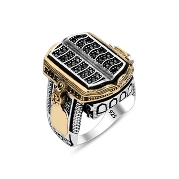 Luxurious 925K Sterling Silver Secret Box Men's Ring