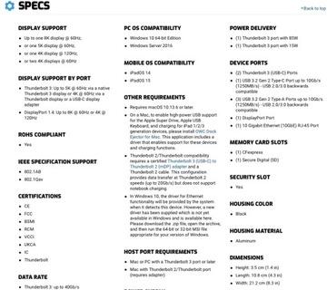 Док-станция OWC TB 3 Pro, 10Gbe, RJ45 DP, 8K, 60 Гц, CF, USB-A/C