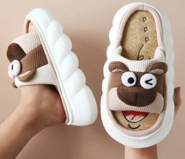 ЛЬНЯНЫЕ ТАПОЧКИ 40 - 41 ТЕПЛЫЕ И МЯГКИЕ ДЫШАЩИЕ ВСТАВКИ