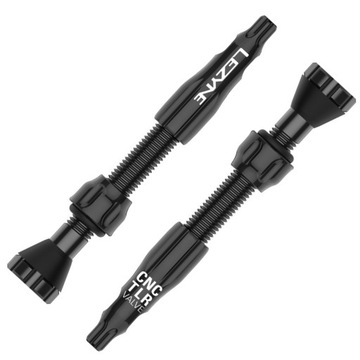 Zawory do Obręczy Tubeless LEZYNE CNC 44mm Czarne Lekkie z Kluczykiem