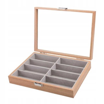 8 siatek Drewniany organizer na okulary