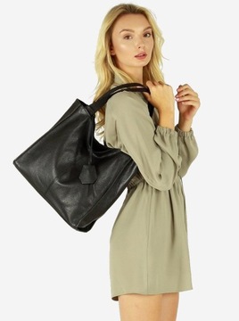Modna torebka damska skórzany shopper bag MAZZINI Portofino Max czarny