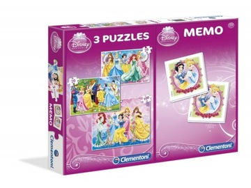 3x PUZZLE CLEMENTONI DISNEY PRINCESS KSIĘŻNICZKI
