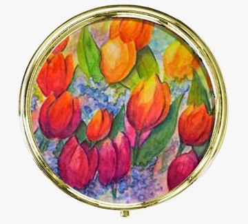 КРУГЛОЕ МЕТАЛЛИЧЕСКОЕ КАРМАННОЕ ЗЕРКАЛО С ЗАЖИМОМ