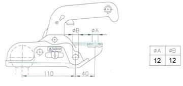 шаровая сцепка 3000 кг крюк Albe fi 45 винтов 12 узлов