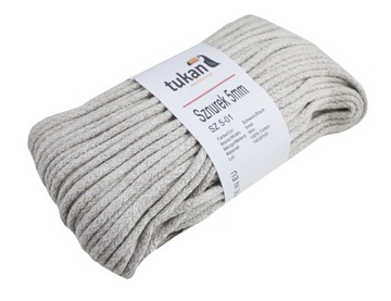 SZNUREK BAWEŁNIANY 5mm / 50 m, beż 100% bawełna