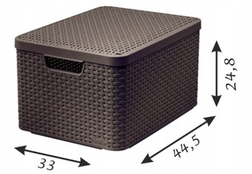 КОРЗИНА CURVER ИЗ РОТАНГА L С КРЫШКОЙ, ТЕМНО-КОРИЧНЕВАЯ, КОРОБКА-ОРГАНИЗАТОР