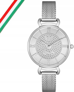 Damski zegarek na bransolecie biała tarcza zdobiona na prezent stylowy