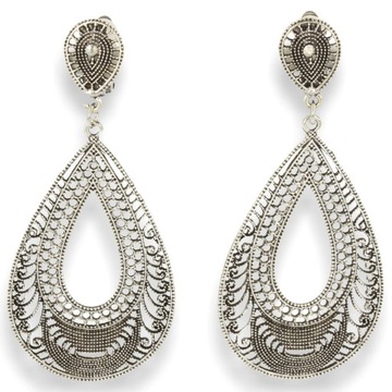 Klipsy do uszu wiszące długie srebrne vintage