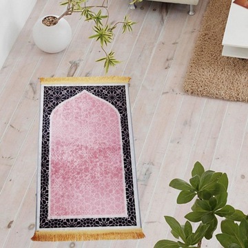 Мусульманский молитвенный коврик, противоскользящий прямоугольный напольный коврик, молитвенный ковер, розовый коврик